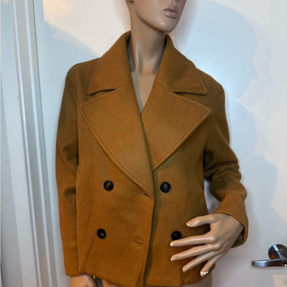 Windsor Camel Wool Blend Pea Coat Jacket